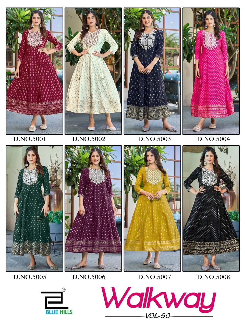 Blue Hills Walkway Vol 50 Rayon 14 Kg Wholesale Anarkali Gown Catalog — Wholesale Kurtis, Blue Hills wholesale from Surat — view 9